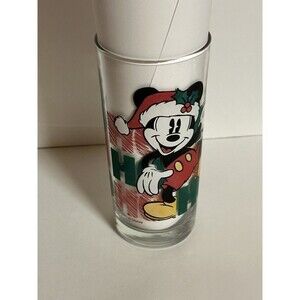 Disney Mickey Mouse Christmas Ho‎ Ho Ho Tumbler Glass Anchor Hocking Holiday